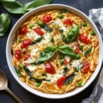 HEALTHY BAKED FETA ORZO centered hero view, clean and uncluttered