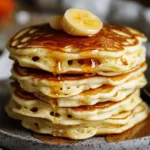 HIGH PROTEIN FLUFFY PANCAKES RECIPE centered hero view, clean and uncluttered