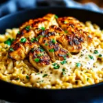 ONE POT CAJUN CHICKEN ALFREDO ORZO centered hero view, clean and uncluttered