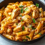 SPICY CHICKEN CHIPOTLE PASTA COPYCAT centered hero view, clean and uncluttered