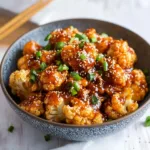 STICKY SESAME CAULIFLOWER centered hero view, clean and uncluttered