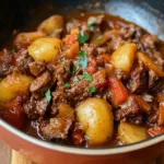 WEEKNIGHT BEEF RAGOUT centered hero view, clean and uncluttered