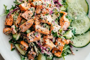 SALMON SALAD centered hero view, clean and uncluttered