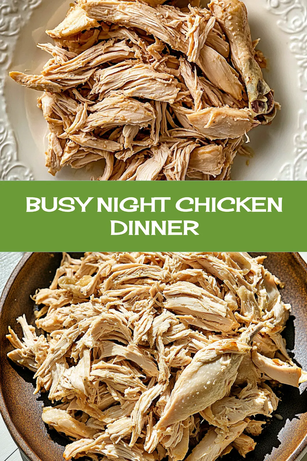 SLOW COOKER SHREDDED CHICKEN centered hero view, clean and uncluttered_pin