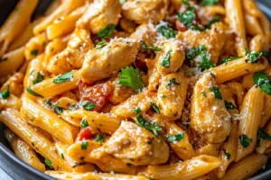 SPICY CHICKEN CHIPOTLE PASTA COPYCAT centered hero view, clean and uncluttered