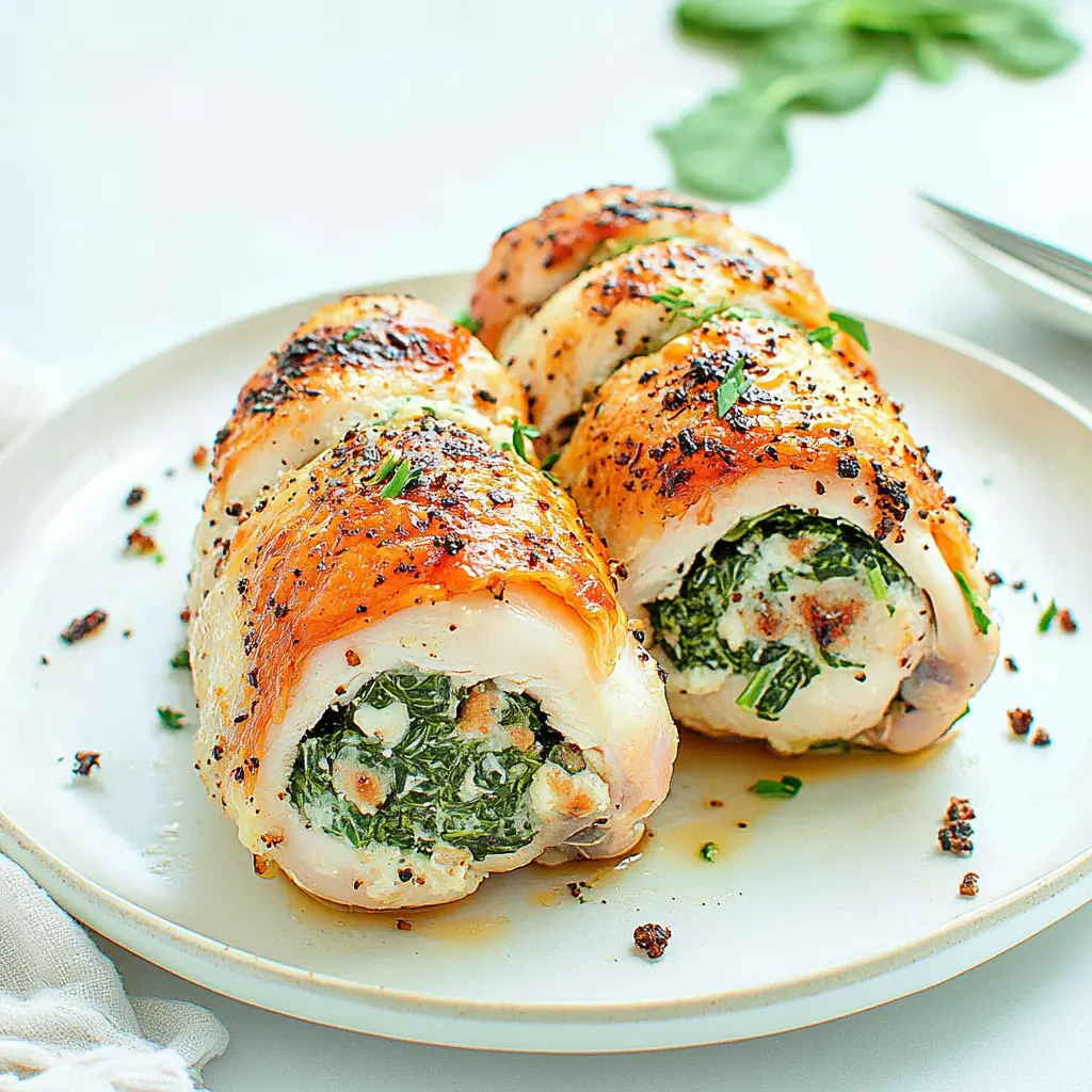AIR FRYER FETA AND SPINACH STUFFED CHICKEN BREAST centered hero view, clean and uncluttered