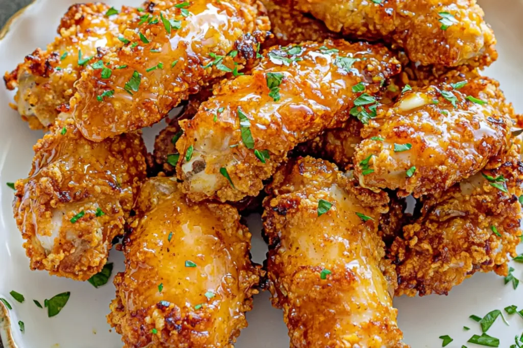 AIR FRYER HONEY GARLIC CHICKEN TENDERS centered hero view, clean and uncluttered