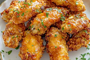 AIR FRYER HONEY GARLIC CHICKEN TENDERS centered hero view, clean and uncluttered