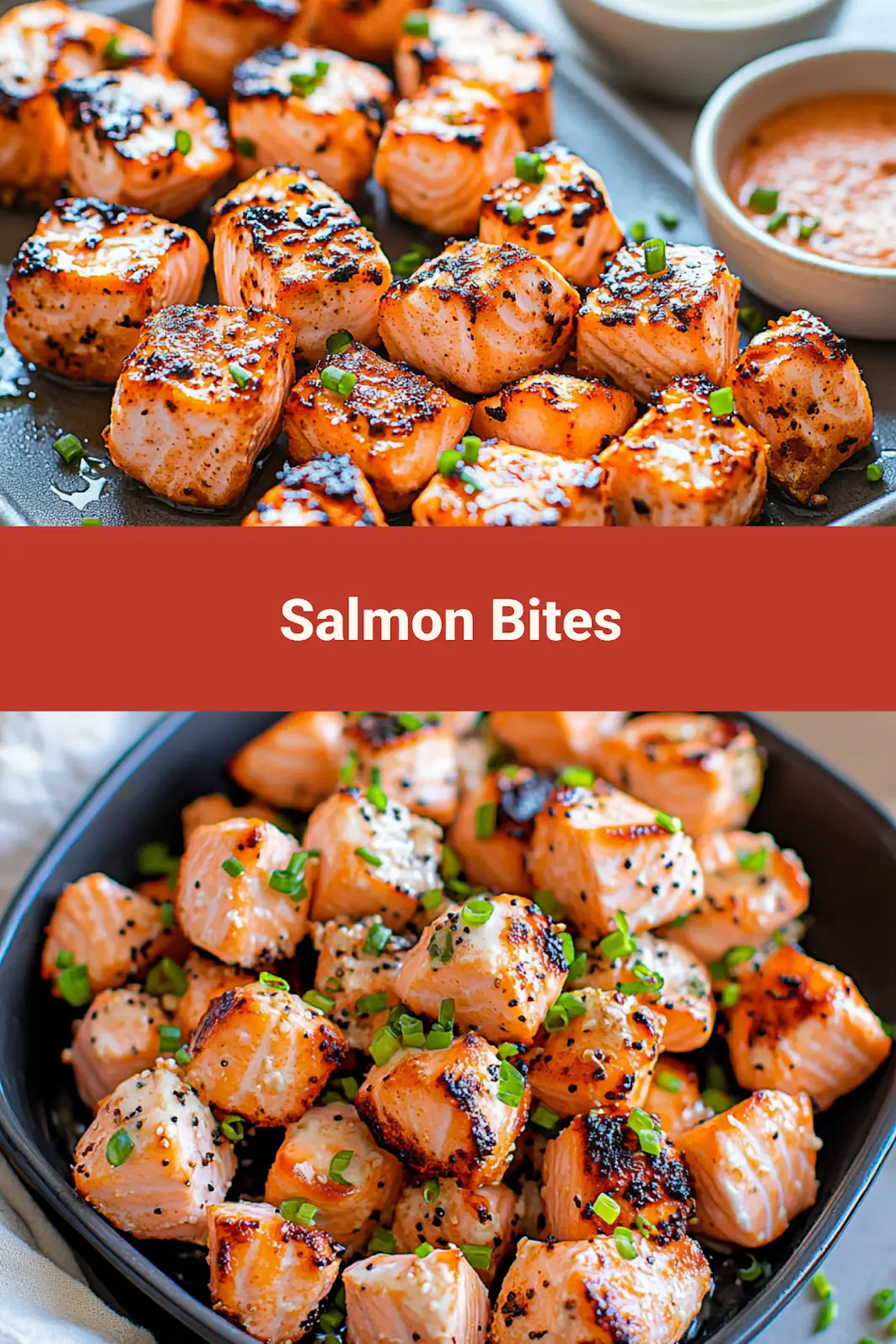 AIR FRYER SALMON BITES centered hero view, clean and uncluttered