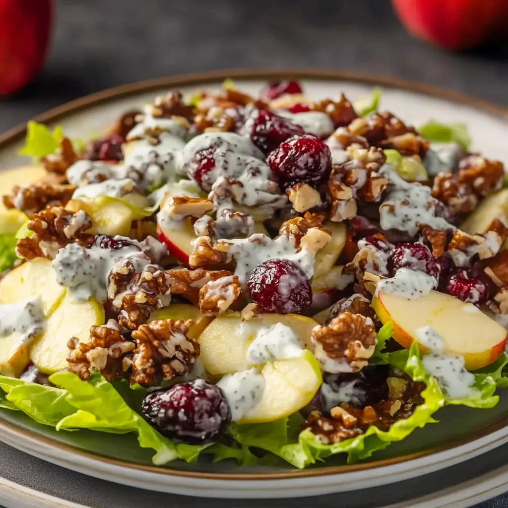 Apple Walnut Cranberry Salad centered hero view, clean and uncluttered
