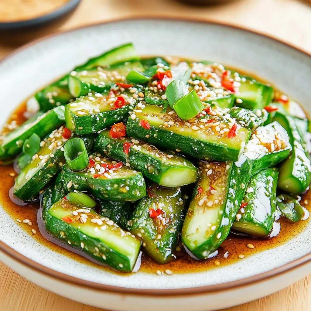 Asian Cucumber Salad TikTok Recipe centered hero view, clean and uncluttered
