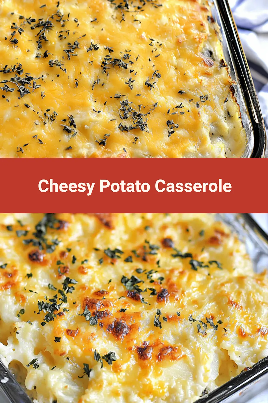 Best Cheesy Potato Casserole centered hero view, clean and uncluttered
