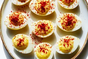 Best Deviled Eggs Recipe Easy Perfect Party Appetizer BEST DEVILED EGGS RECIPE centered hero view, clean and uncluttered