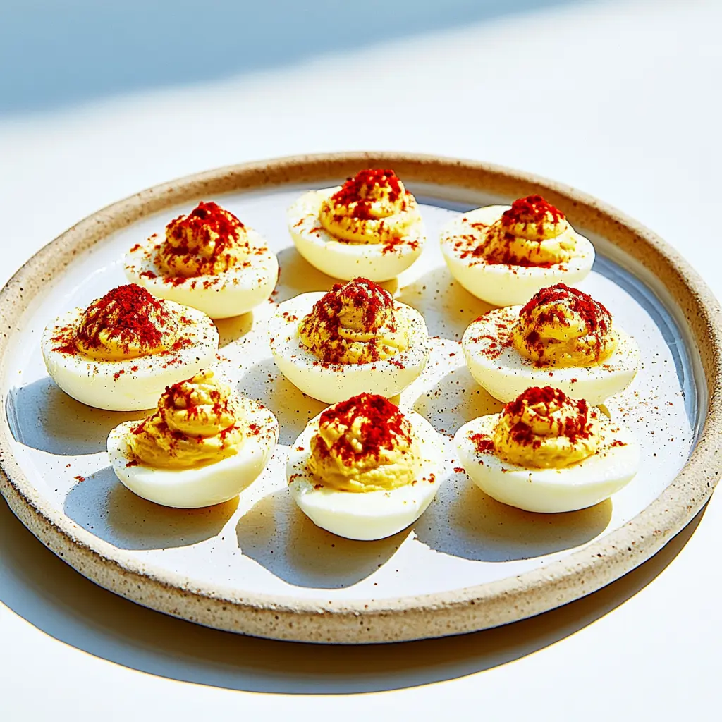 Best Deviled Eggs Recipe Easy Perfect Party Appetizer 6 Classic deviled eggs with creamy filling and paprika garnish on a white platter