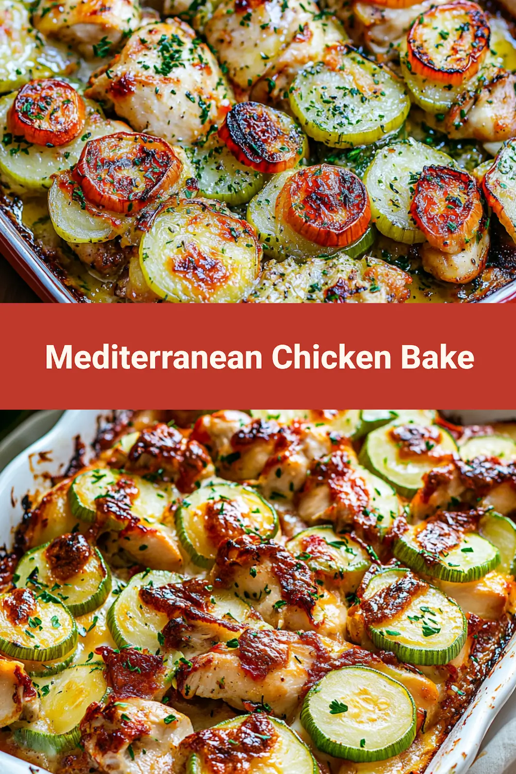 Best Mediterranean Chicken Zucchini Bake Easy Weeknight Dinner 7 Mediterranean chicken zucchini bake Pinterest pin image