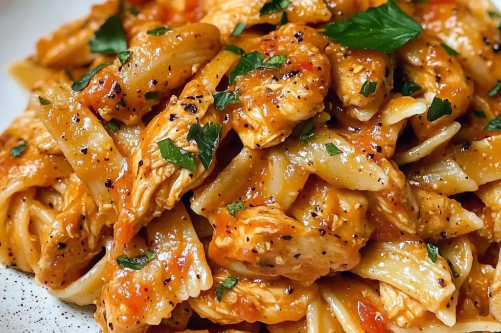 CAJUN CHICKEN PASTA RECIPE centered hero view, clean and uncluttered