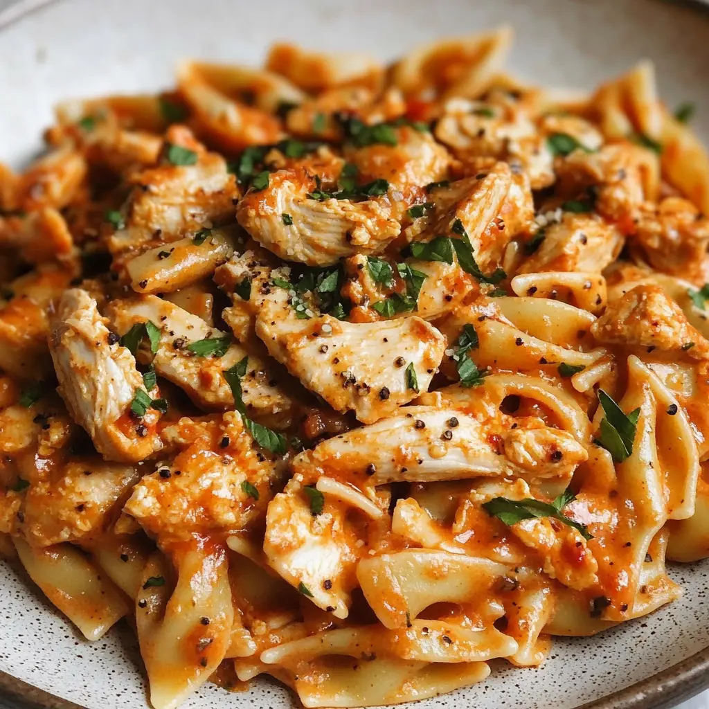 CAJUN CHICKEN PASTA RECIPE centered hero view, clean and uncluttered