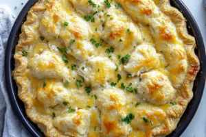 CHEDDAR BAY BISCUIT CHICKEN POT PIE centered hero view, clean and uncluttered