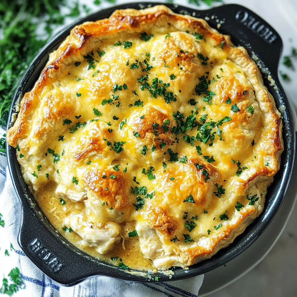 CHEDDAR BAY BISCUIT CHICKEN POT PIE centered hero view, clean and uncluttered