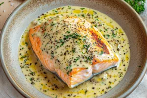 Creamy Marry Me Salmon Easy Dinner After a Long Day CREAMY MARRY ME SALMON centered hero view, clean and uncluttered