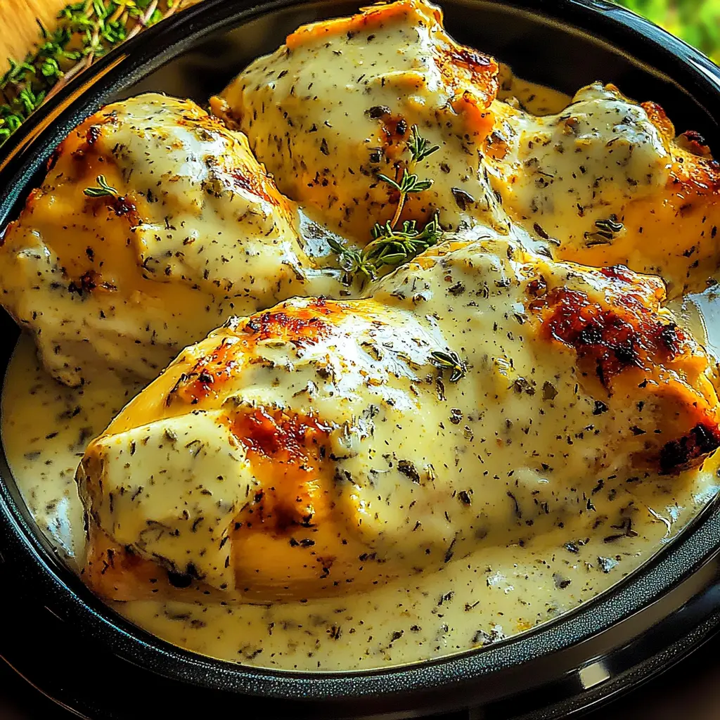 CREAMY RANCH CHICKEN CROCKPOT centered hero view, clean and uncluttered