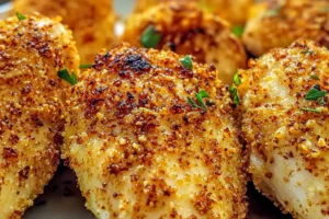 CRISPY AIR FRYER PARMESAN CHICKEN centered hero view, clean and uncluttered