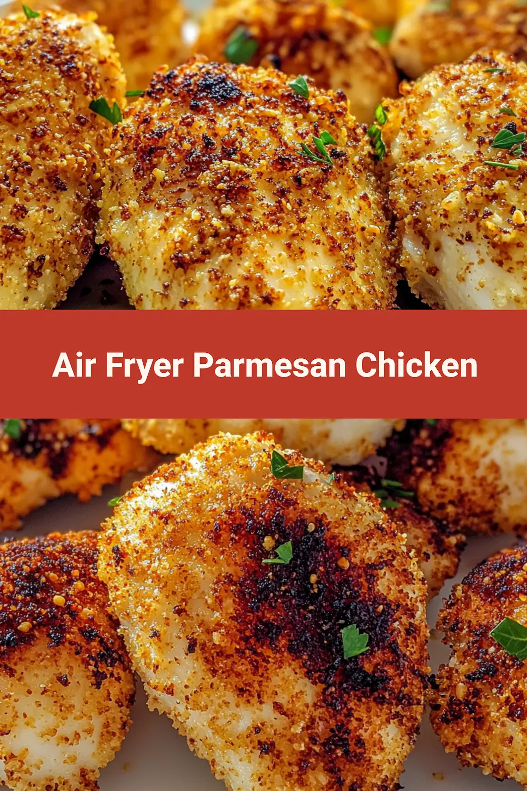 Crispy Air Fryer Parmesan Chicken centered hero view, clean and uncluttered
