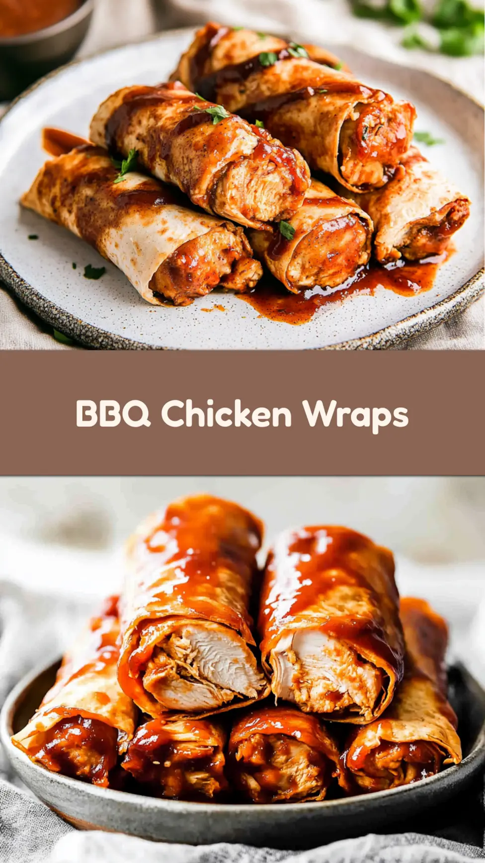 Crispy BBQ Chicken Wraps Easy Weeknight Dinner Recipe 7 CRISPY BBQ CHICKEN WRAPS centered hero view, clean and uncluttered