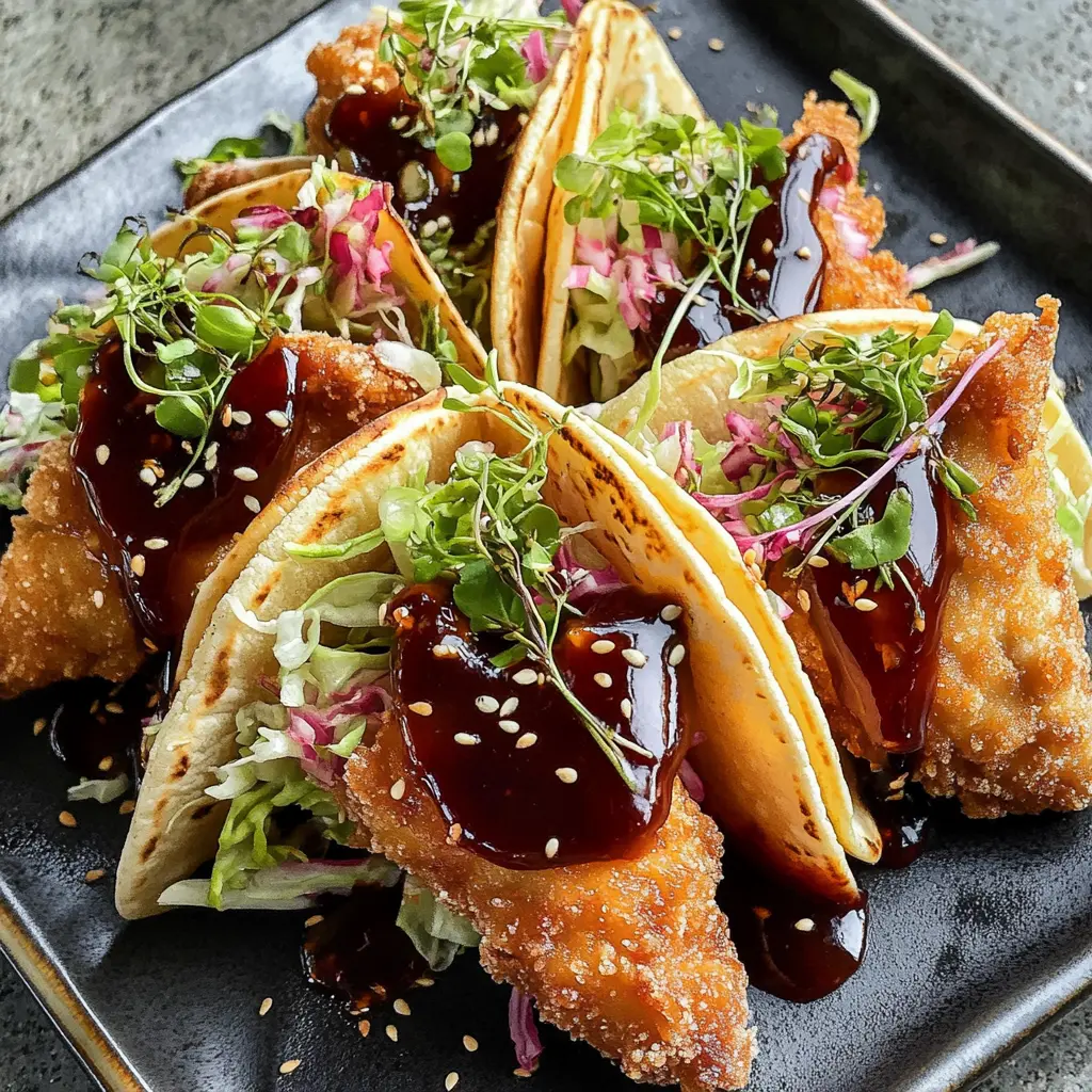 Crispy Chicken Wonton Tacos centered hero view, clean and uncluttered