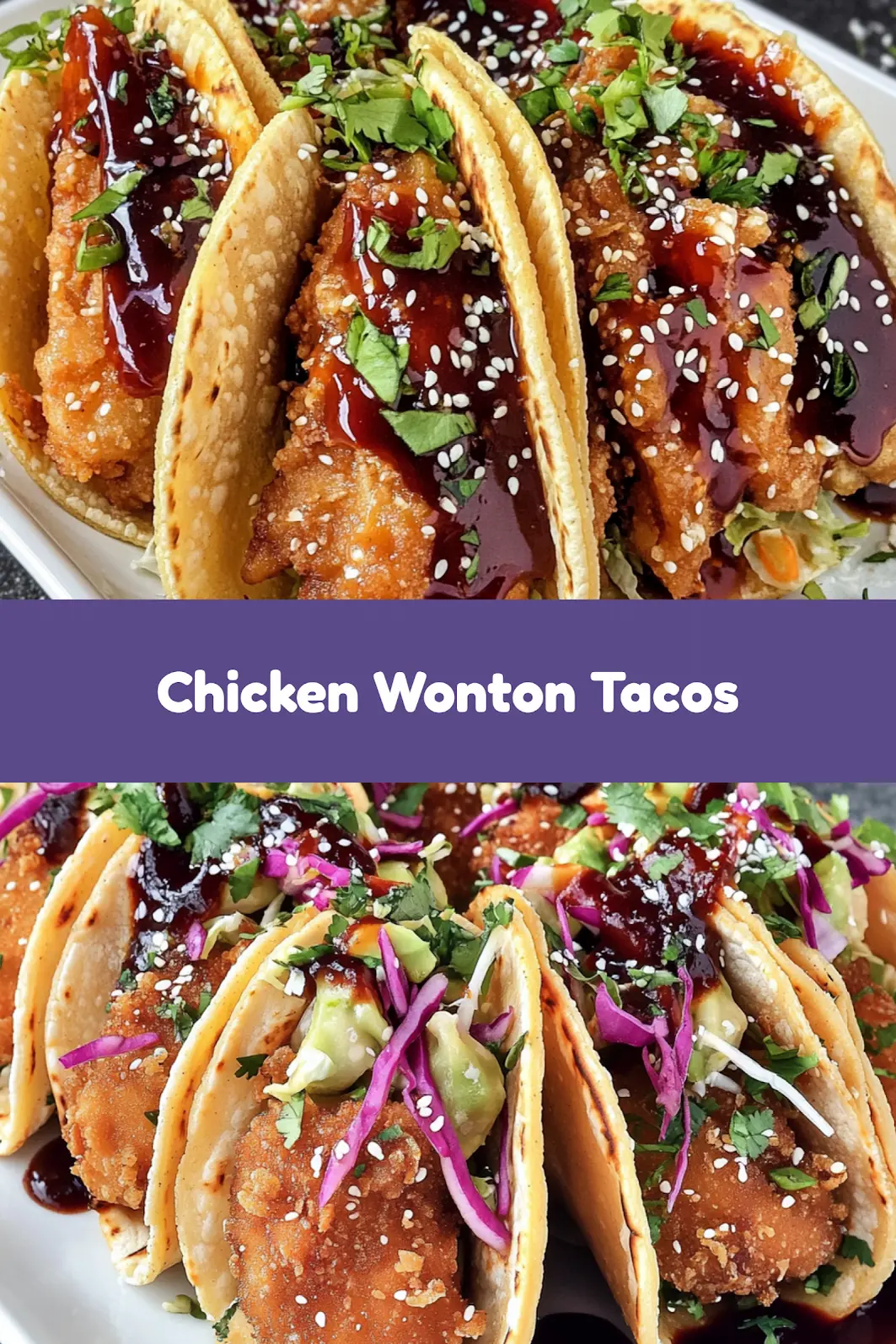 Crispy Chicken Wonton Tacos centered hero view, clean and uncluttered