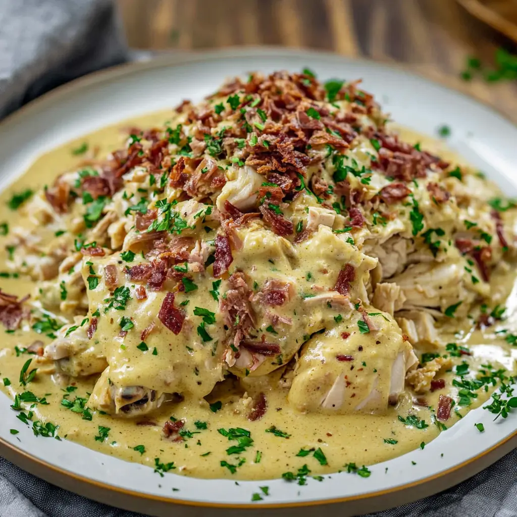 CROCK POT CRACK CHICKEN centered hero view, clean and uncluttered