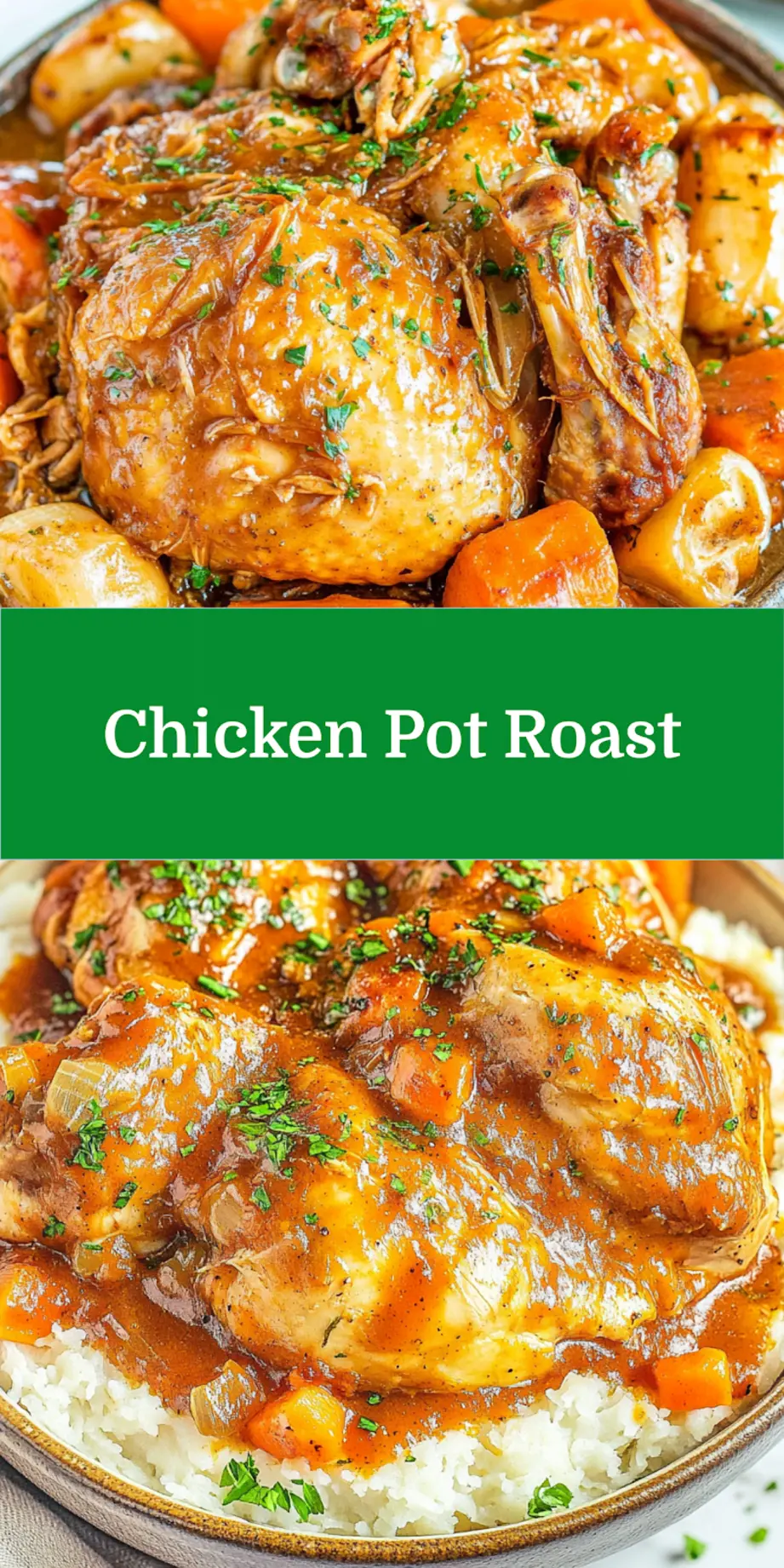 Crockpot Chicken Pot Roast Easy Dinner After a Long Day 7 CROCKPOT CHICKEN POT ROAST centered hero view, clean and uncluttered