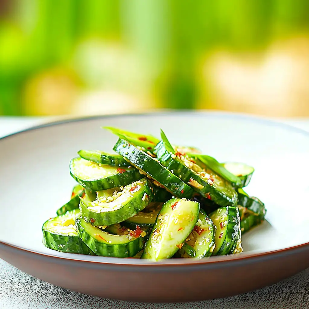 CUCUMBER SALAD TIKTOK centered hero view, clean and uncluttered