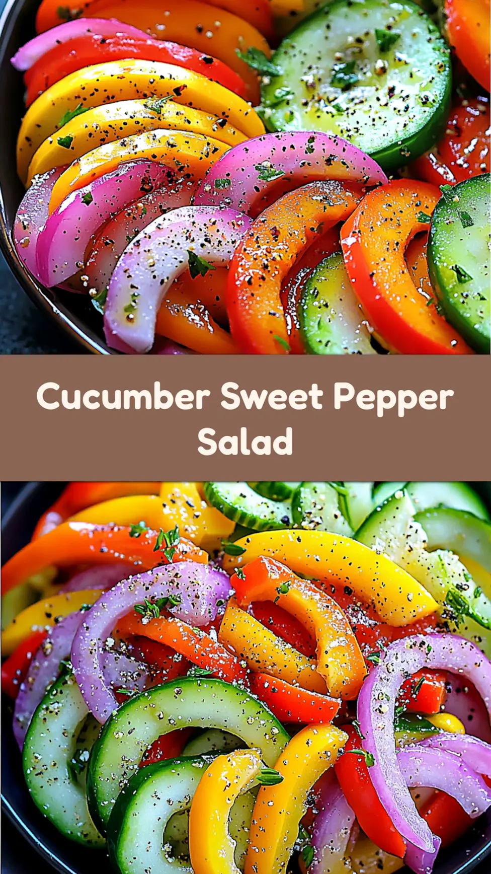 CUCUMBER SWEET PEPPER SALAD centered hero view, clean and uncluttered