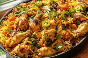 Fiesta Chicken Easy Weeknight Dinner Recipe FIESTA CHICKEN centered hero view, clean and uncluttered