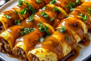 FRENCH DIP TORTILLA ROLL UPS centered hero view, clean and uncluttered