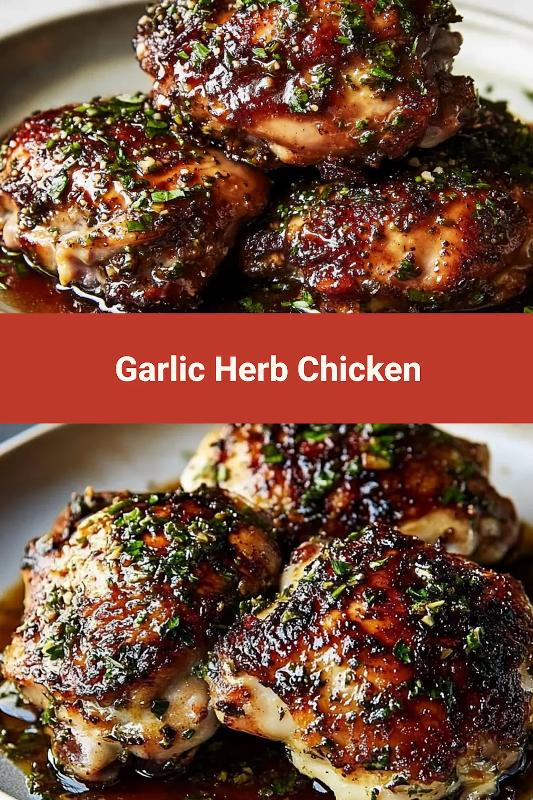 GARLIC HERB CHICKEN centered hero view, clean and uncluttered_pin