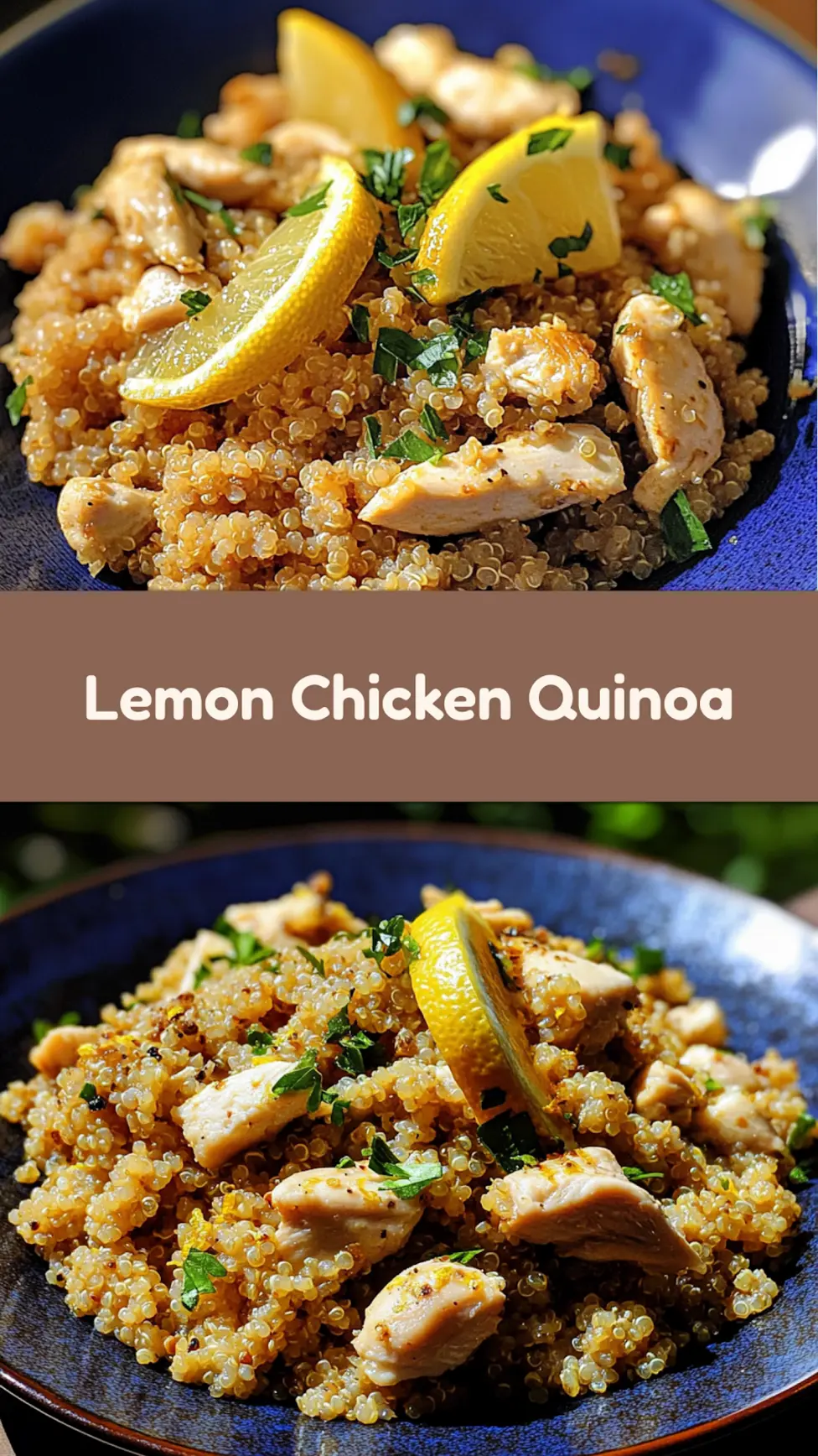 Garlic Lemon Chicken Quinoa centered hero view, clean and uncluttered