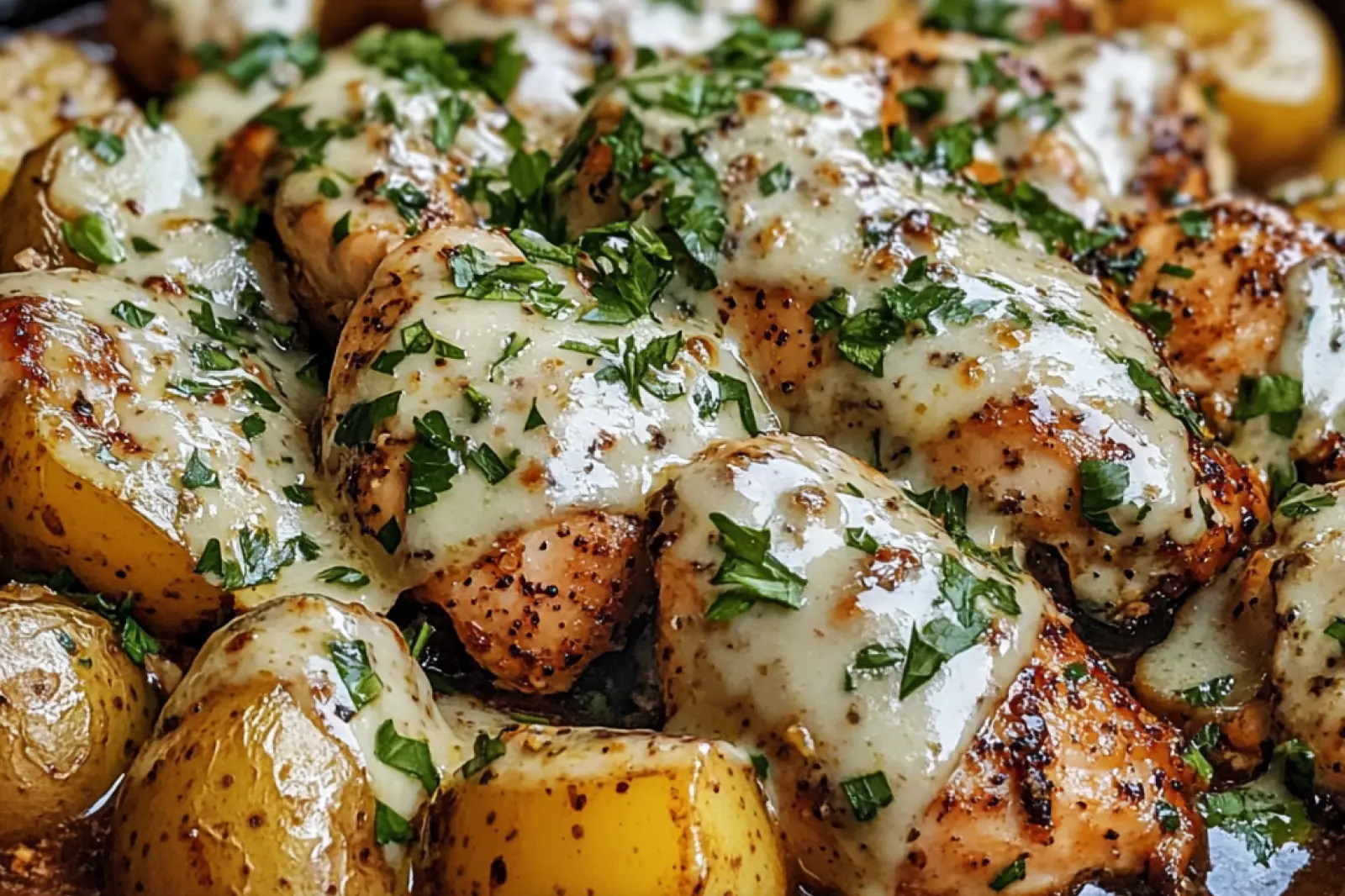 Garlic Parmesan Chicken and Potatoes Skillet Easy Weeknight Dinner