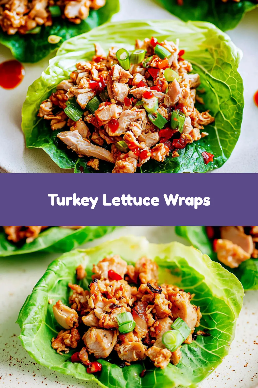 Ground turkey lettuce wraps centered hero view, clean and uncluttered
