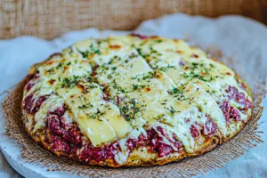 HIGH PROTEIN COTTAGE CHEESE FLATBREAD centered hero view, clean and uncluttered