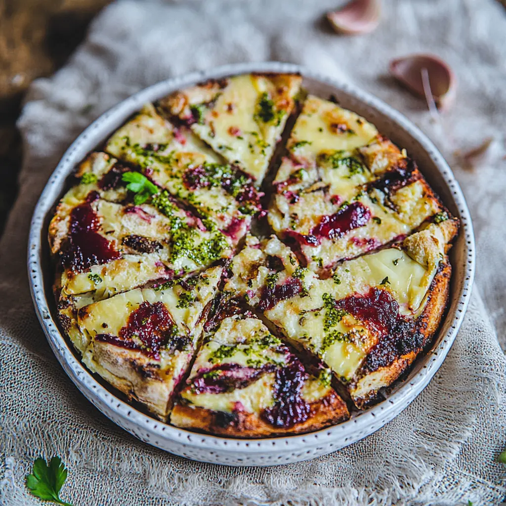High protein cottage cheese flatbread centered hero view, clean and uncluttered
