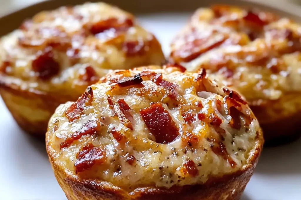 HIGH PROTEIN MAPLE BACON PANCAKE MUFFINS centered hero view, clean and uncluttered