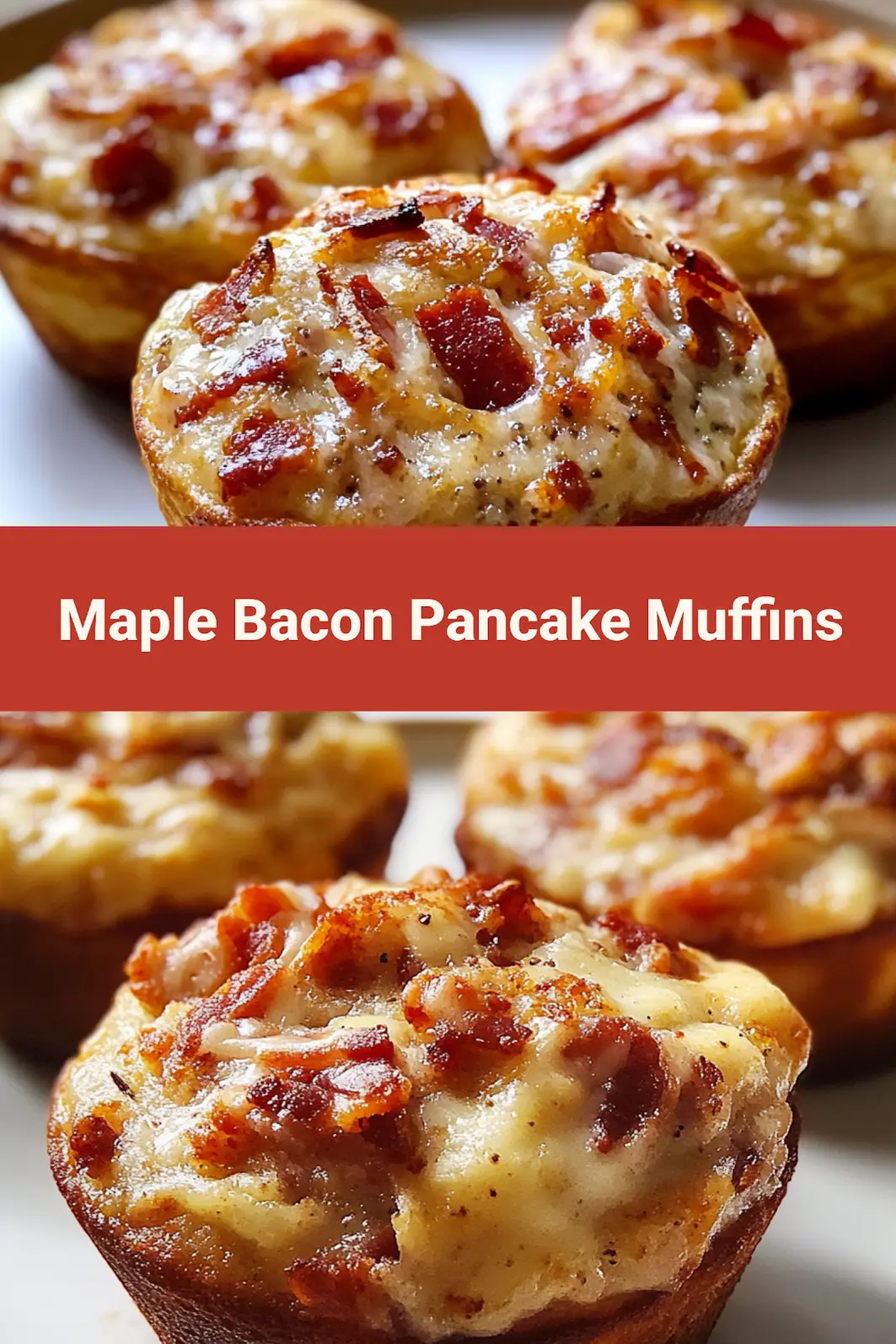 HIGH PROTEIN MAPLE BACON PANCAKE MUFFINS centered hero view, clean and uncluttered