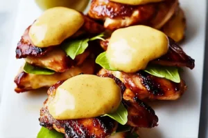 HONEY MUSTARD BLT CHICKEN SLIDERS centered hero view, clean and uncluttered