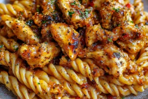 Honey Pepper Chicken Pasta Easy Weeknight Dinner Recipe HONEY PEPPER CHICKEN PASTA centered hero view, clean and uncluttered