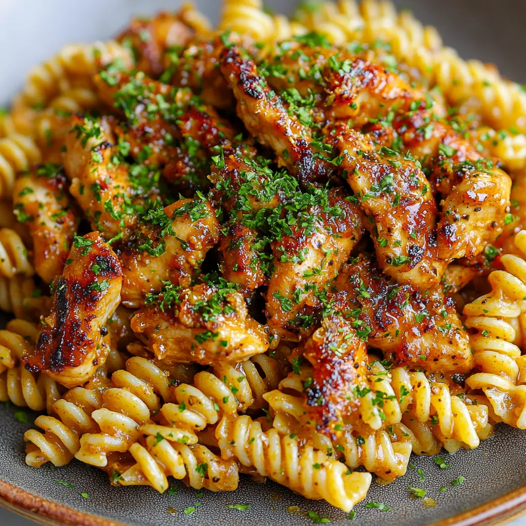 HONEY PEPPER CHICKEN PASTA centered hero view, clean and uncluttered