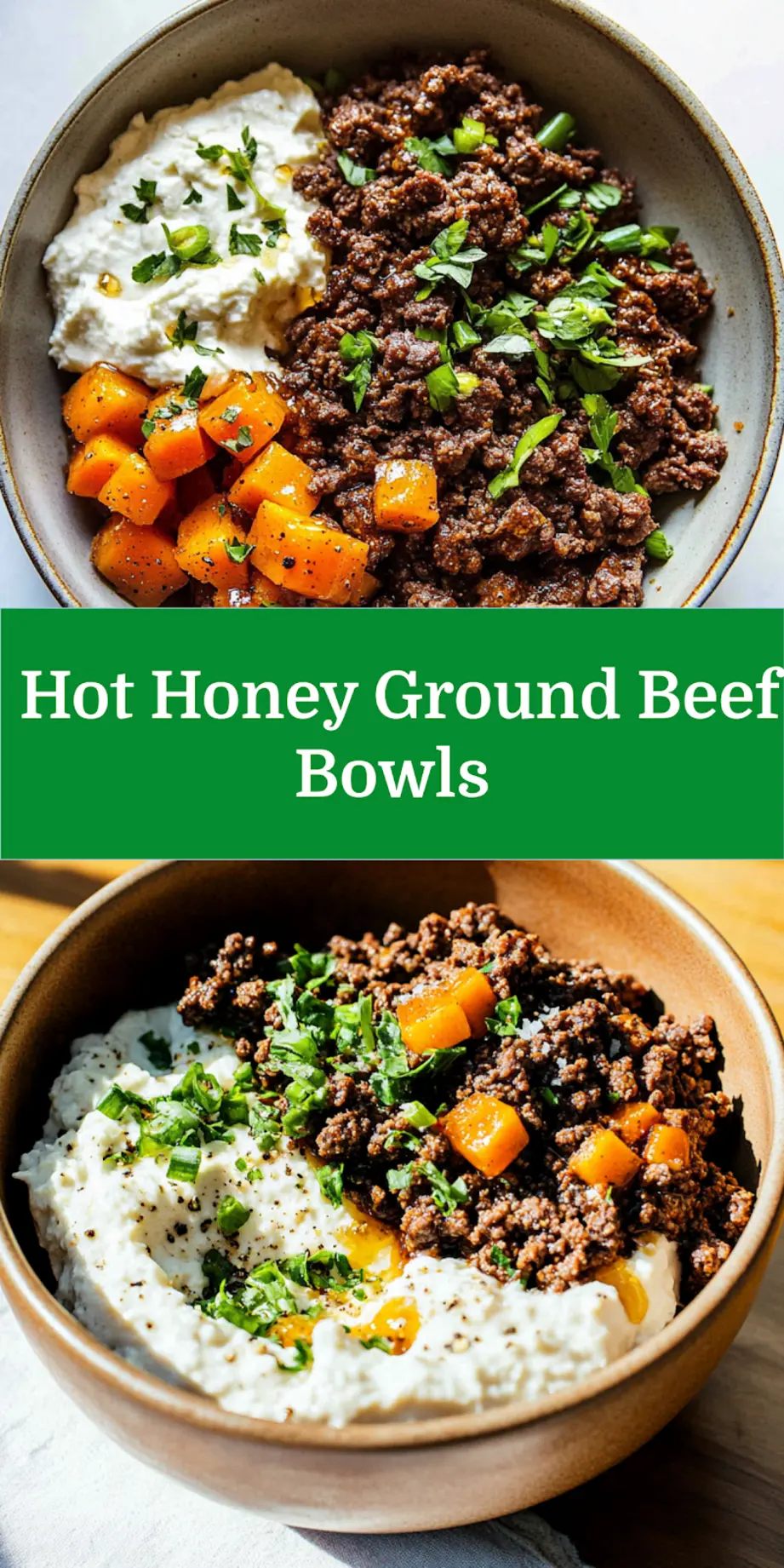 Viral Hot Honey Ground Beef Bowls Irresistible Easy Dinner 7 Hot honey ground beef bowls Pinterest-style image with text overlay