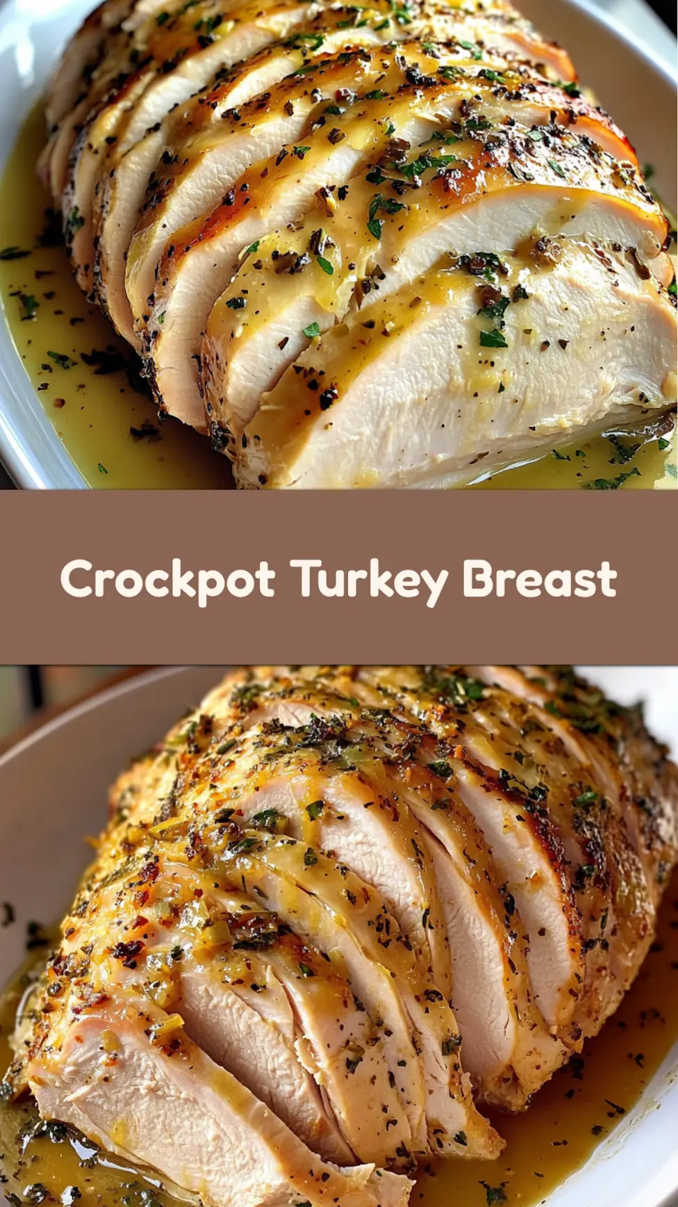 JUICY CROCKPOT TURKEY BREAST centered hero view, clean and uncluttered_pin