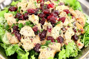 Keto Cranberry Chicken Salad Easy Weeknight Dinner KETO CRANBERRY CHICKEN SALAD centered hero view, clean and uncluttered